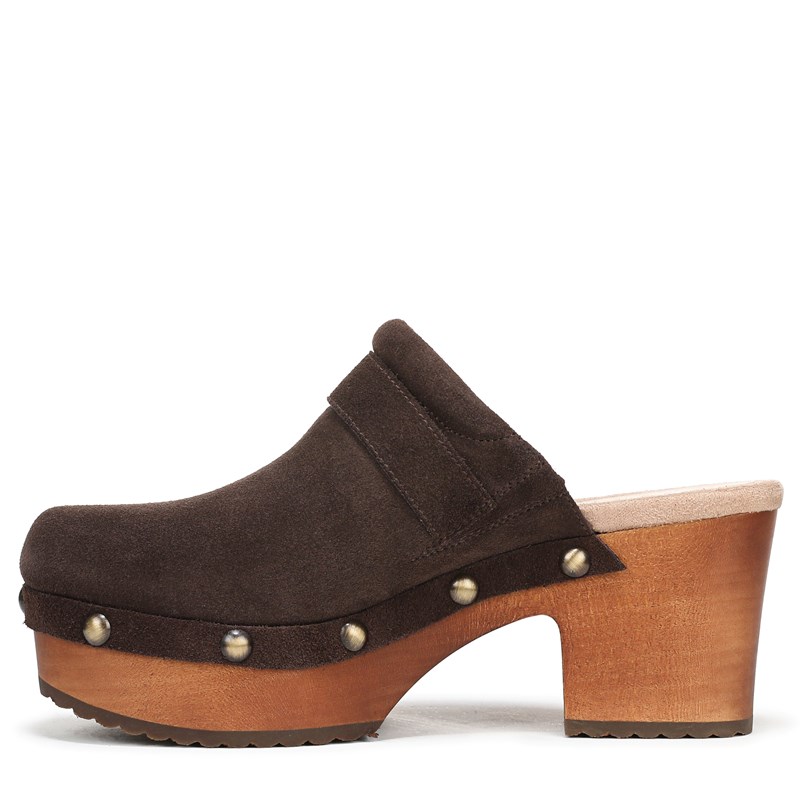 Women's Original Joy Platform Clog Shoes (Dark Brown Leather)