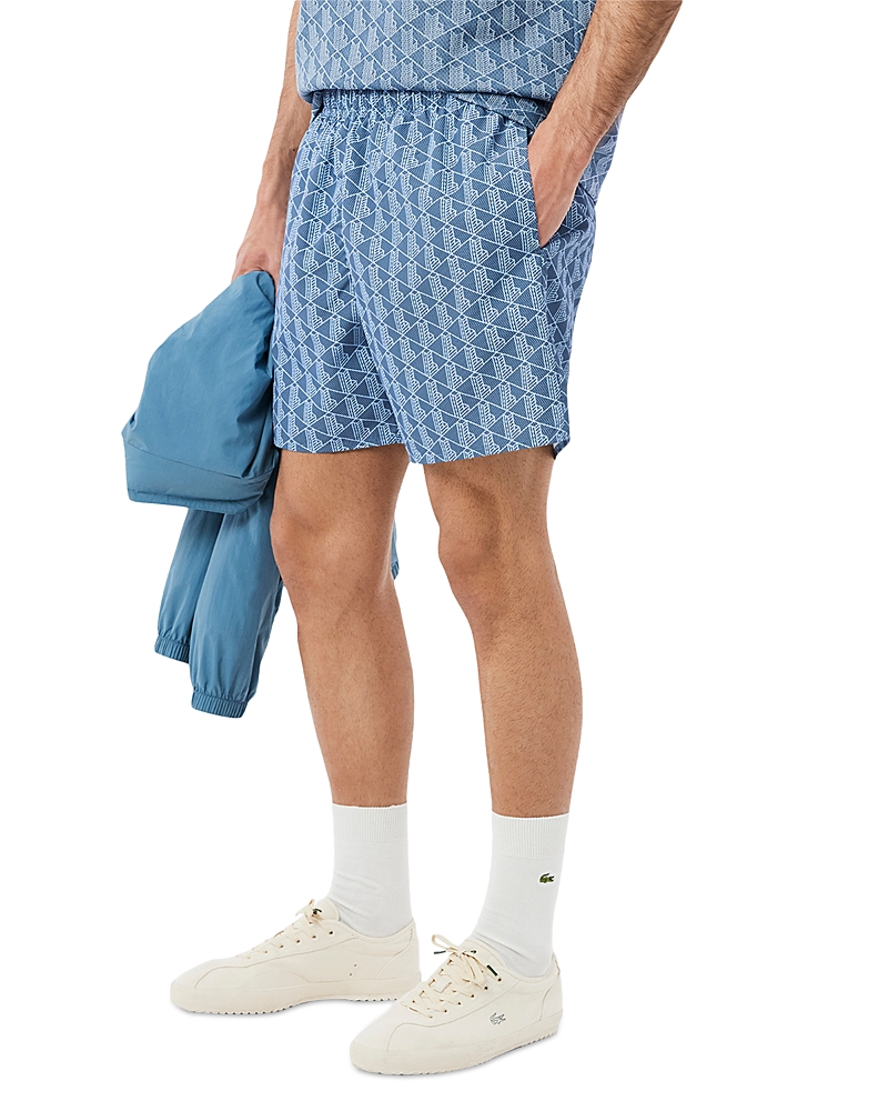 Lacoste graphic-print swim shorts - Blue