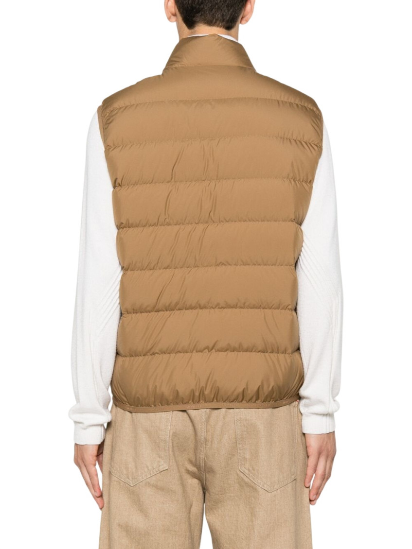 Beige Logo Sleeveless Jacket
