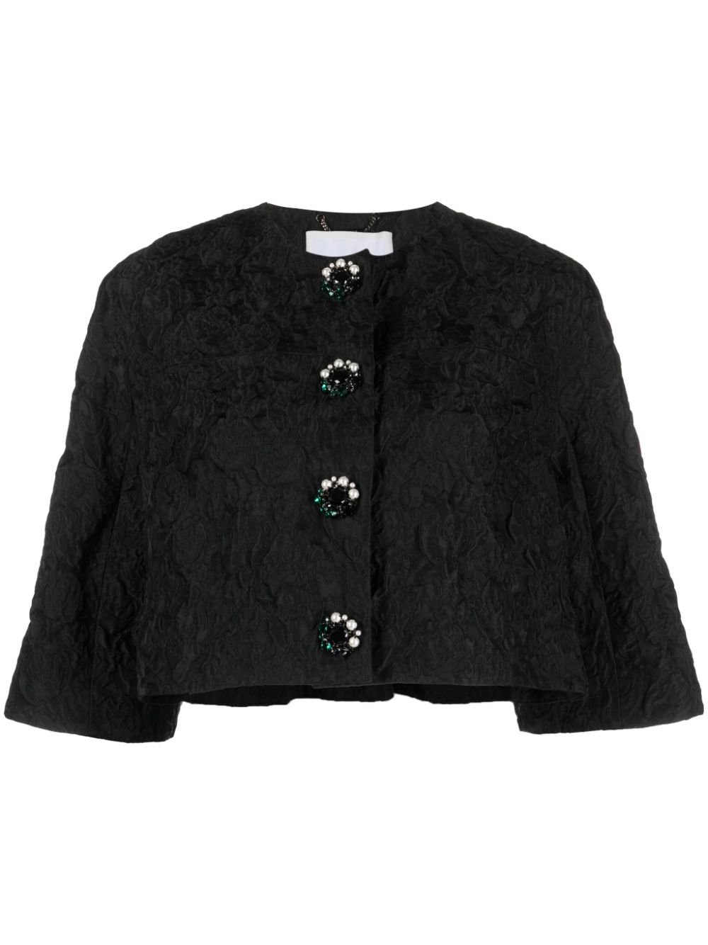 Textured cropped jacket - Black