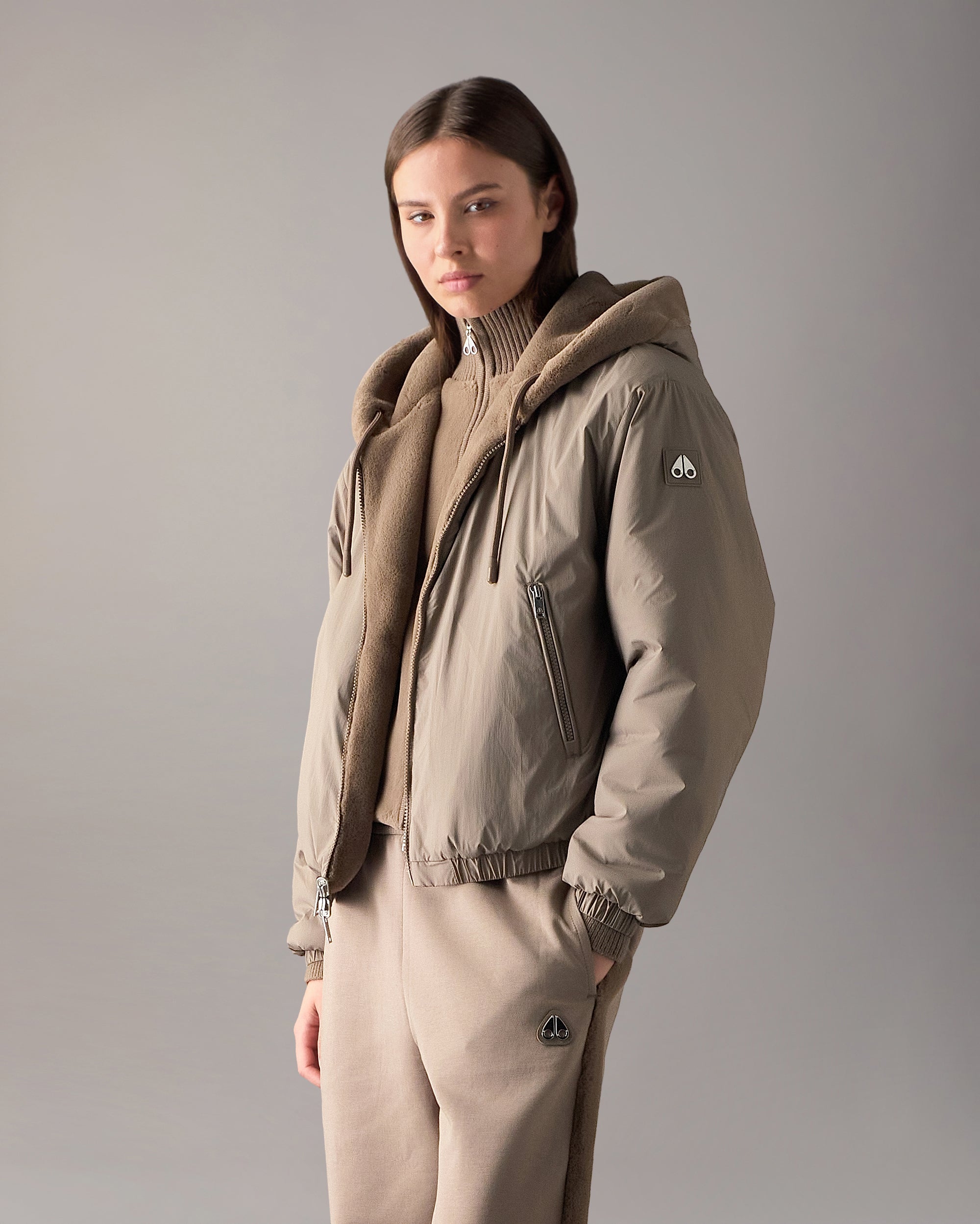 Moose Knuckles - Women's Eaton Bunny Reversible Hoodie - Color: Ashen