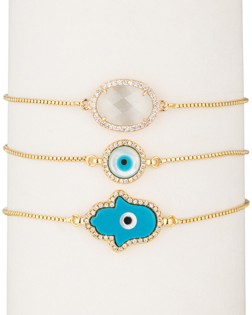 CZ Hamsa Evil Eye Bracelet Set