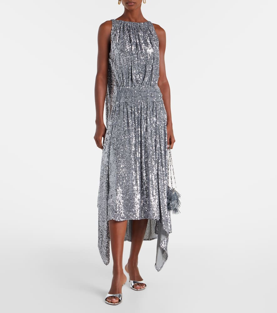 Sequined gathered cocktail dress