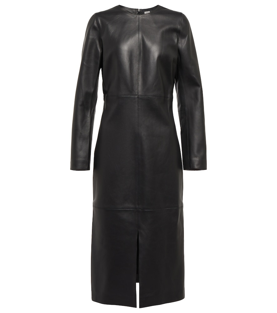Toteme Paneled leather midi dress
