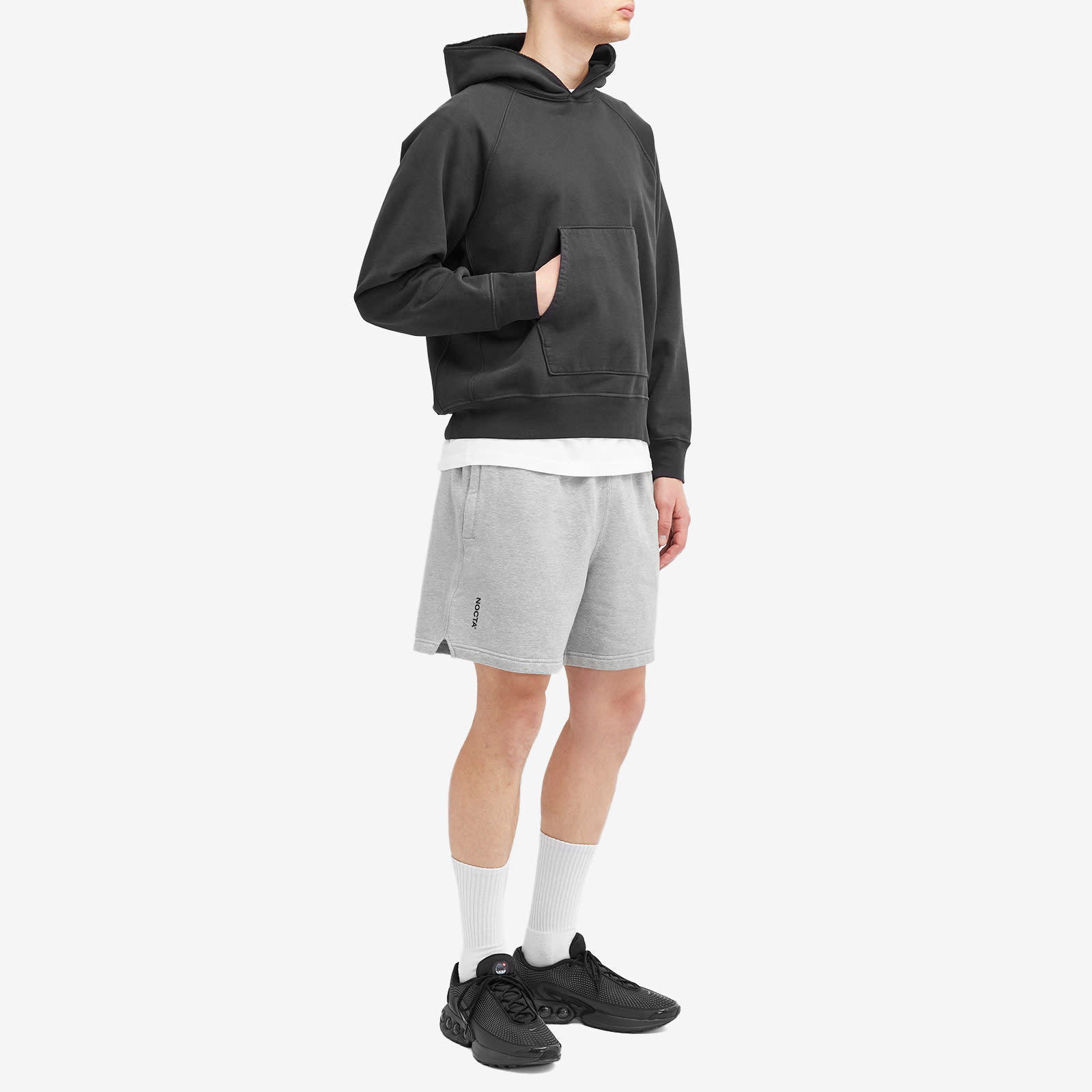 Nocta Cardinal Stock Fleece Short in Dark Grey Heather/Matte Silver/Black
