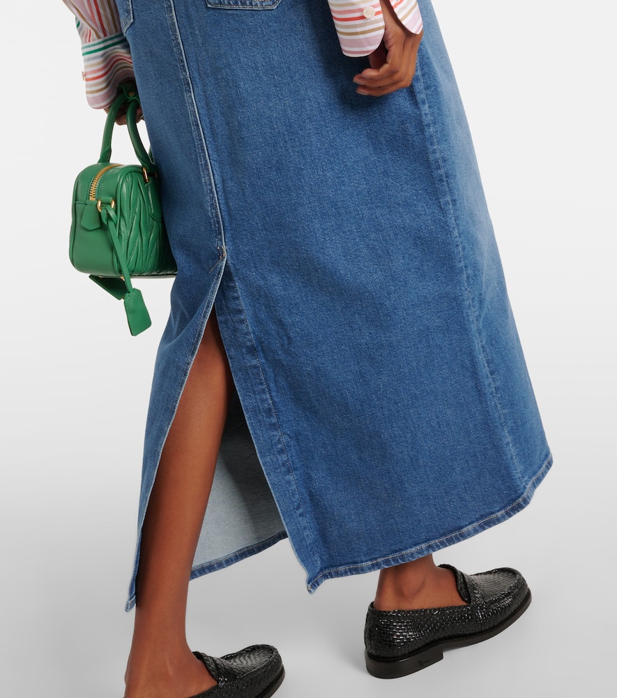 High-rise denim midi skirt