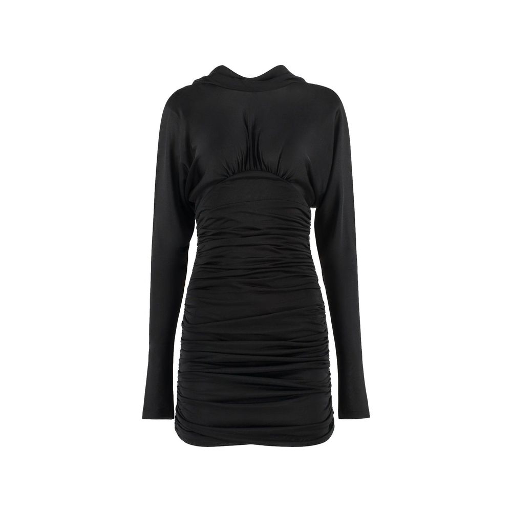 Ruched Viscose Tunic — Black