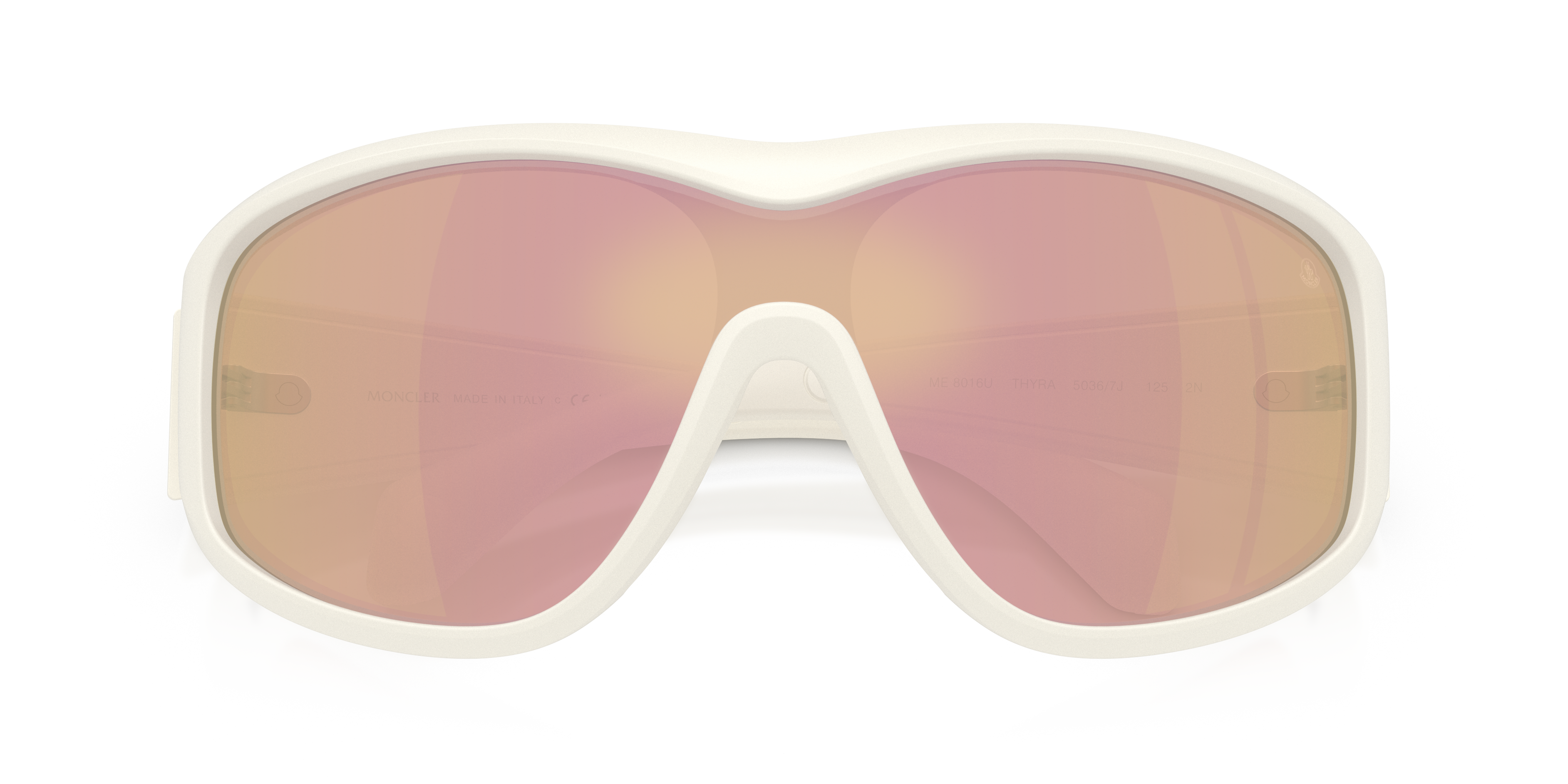 Moncler Unisex Moncler ME8016U THYRA 50367J Gafas de sol Inyectado Blanco Marrón Redonda Espejo