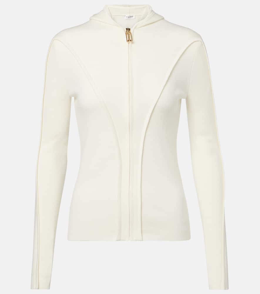 Wool-blend jersey zip-up hoodie
