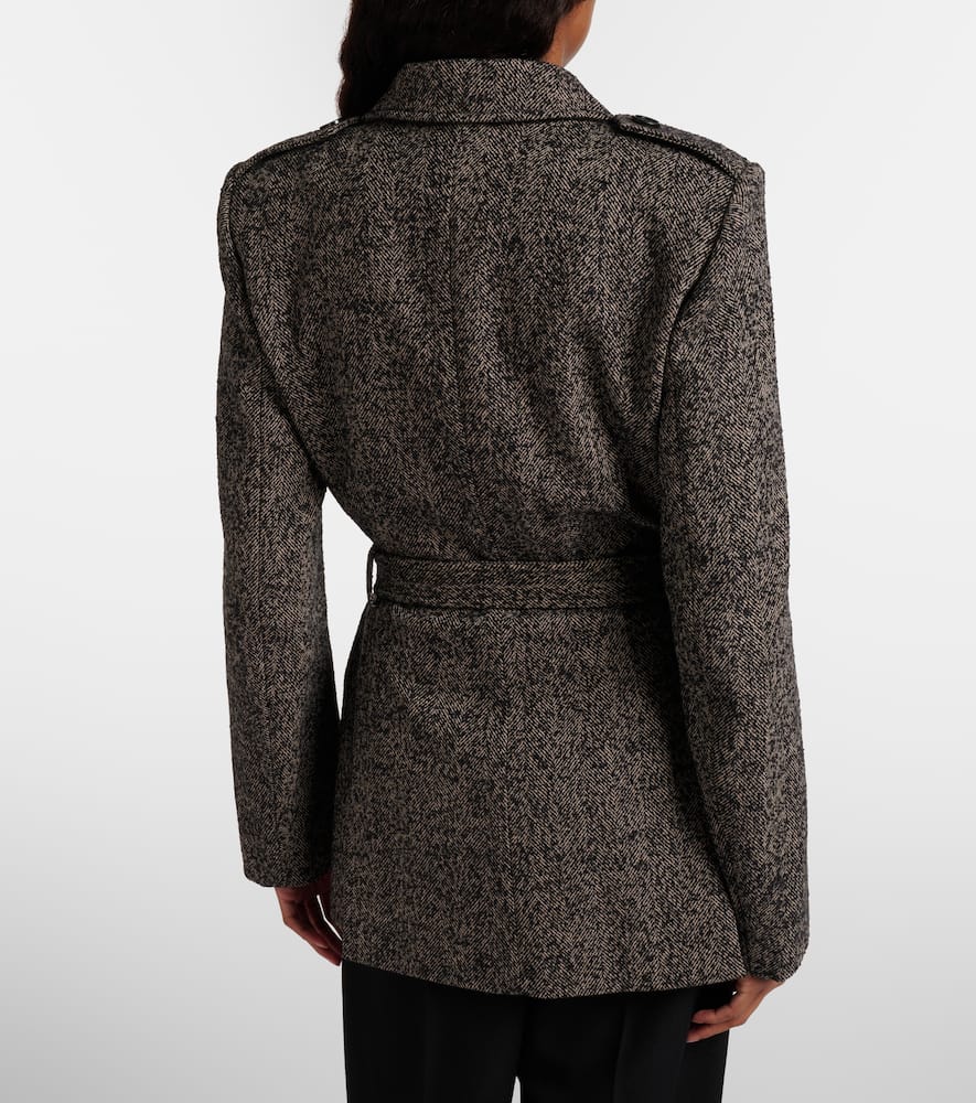 Chloé Belted herringbone wool-blend coat