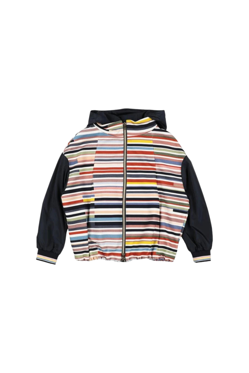 Striped Colorblock Jacket — Black