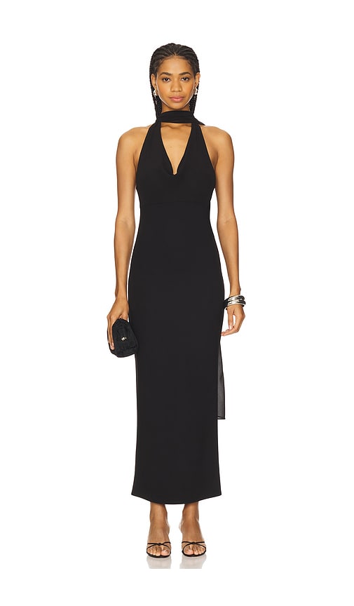 MAJORELLE Kelly Halter Gown in Black. - L also in XS, S