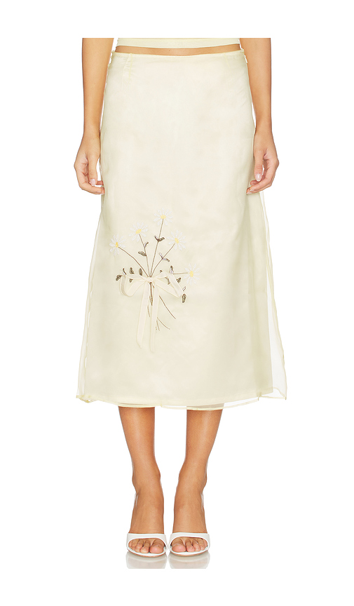 Tanner Fletcher Lisel Embroidered Daisy Skirt in Yellow. M. Also in
