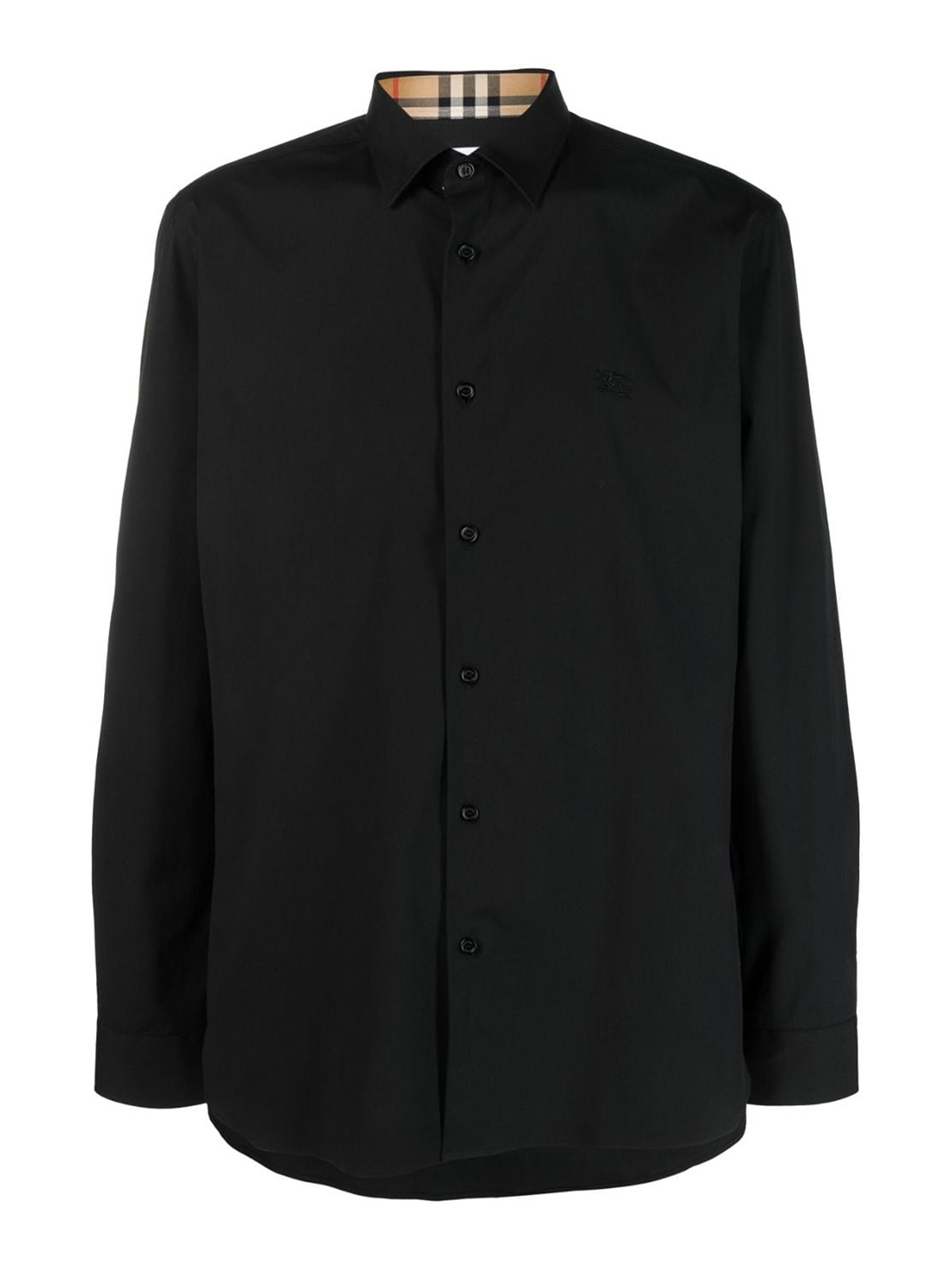 Logo-embroidered long-sleeve shirt - Black