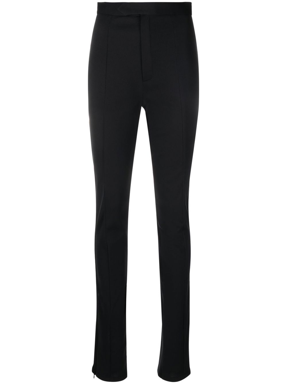 High-waisted slit-detail trousers - Black