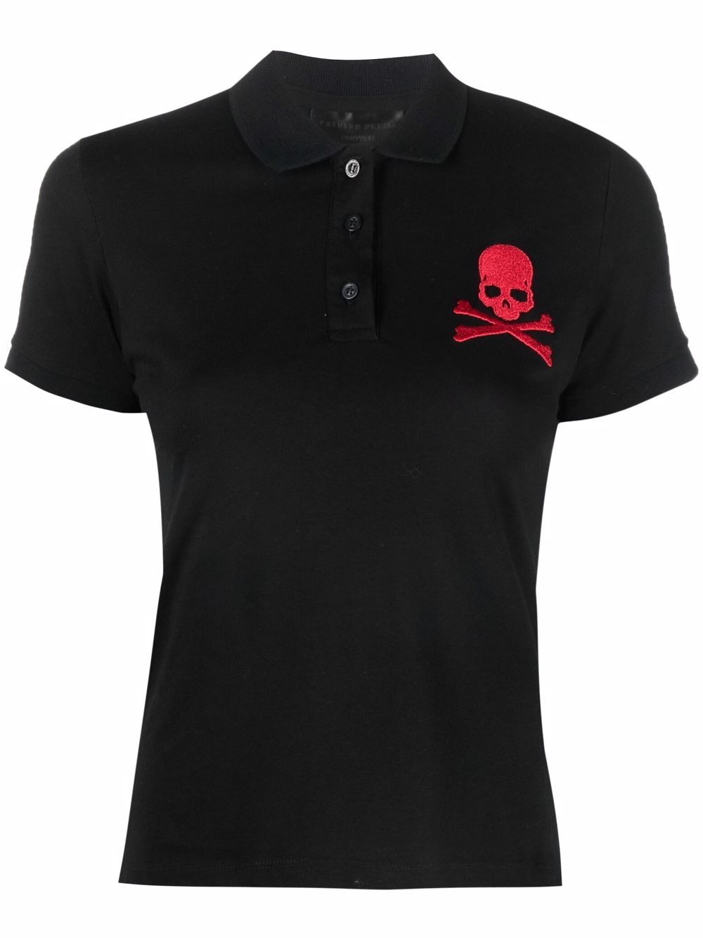 Skull-patch polo shirt - White