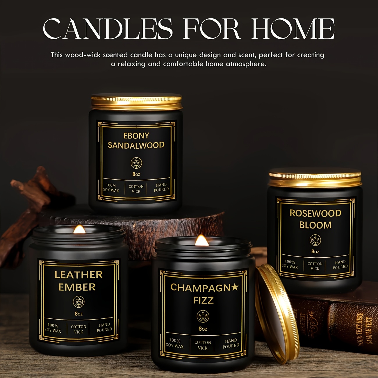 TEMU 4*, Scented Candles For Men, - Candles For Home Scented, Soy Candles, Scented Candles Set, Men Candle Set, Valentine's Gift