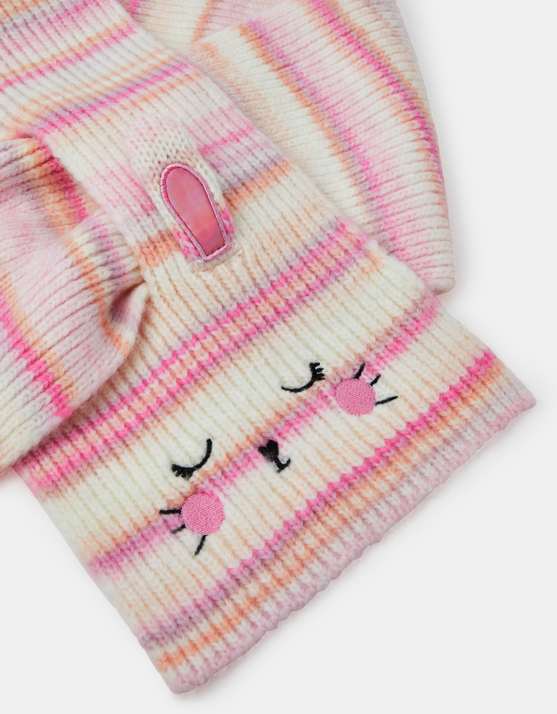 Pink Girls Bunny Stripe Scarf