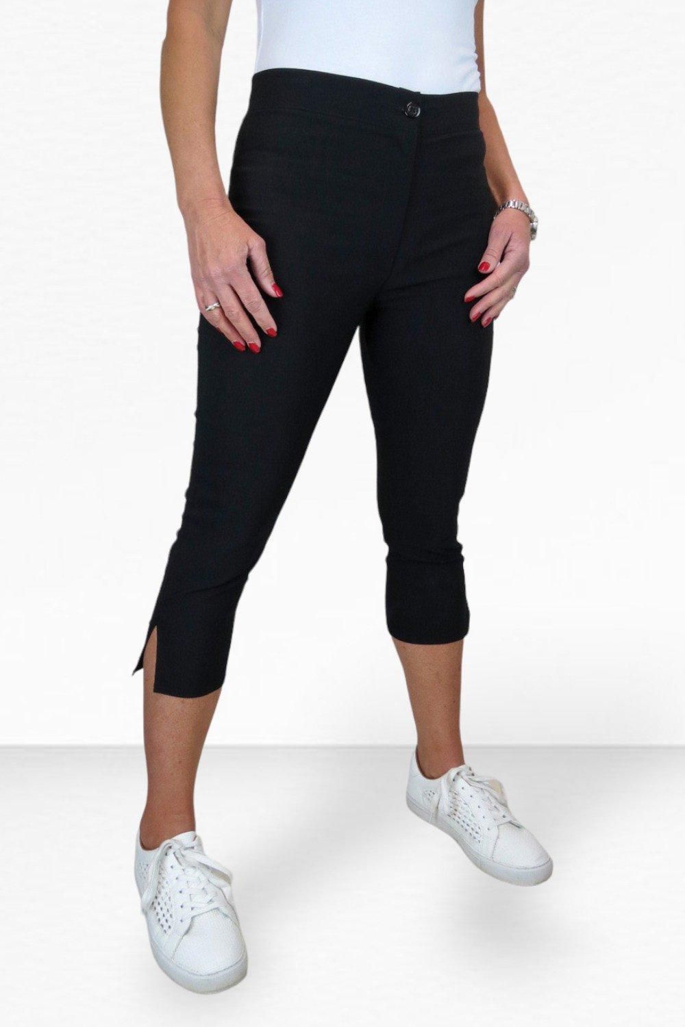Paulo Due Cropped Capri Stretch Trousers In Black