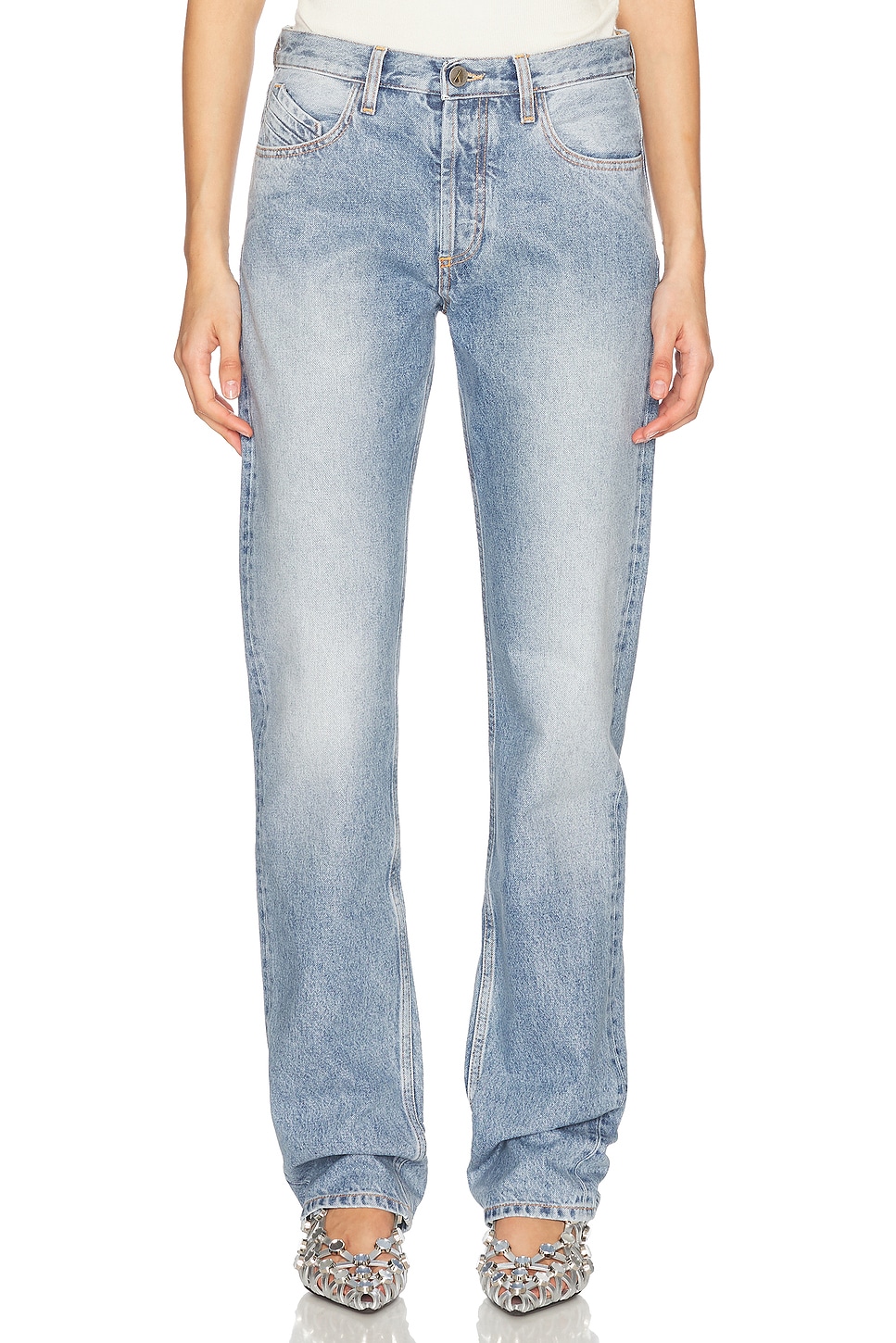 THE ATTICO Long Jeans in Sky Blue - Blue. 27 also in