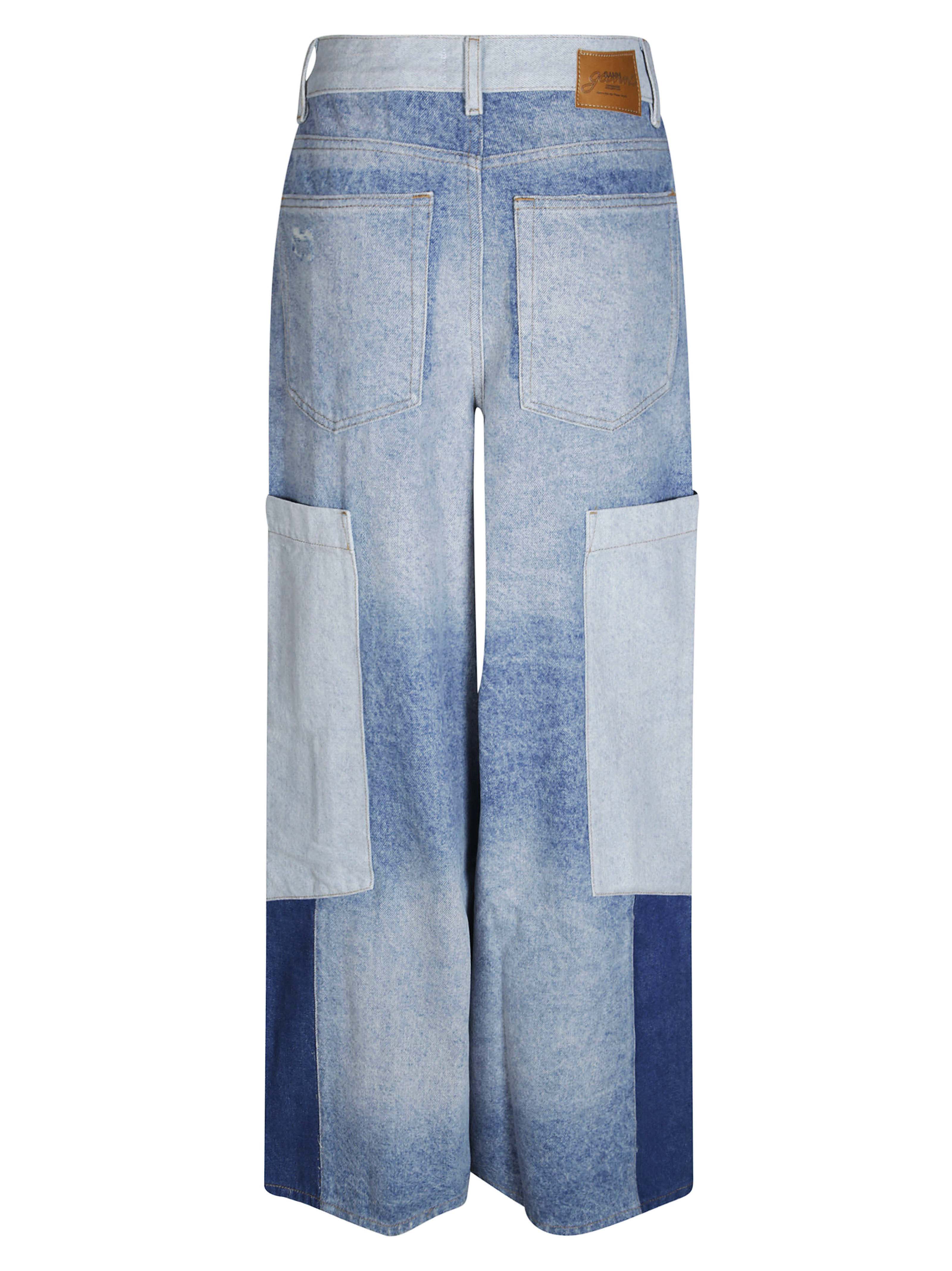 Patchwork Denim Baggy Cargo Jeans for Women