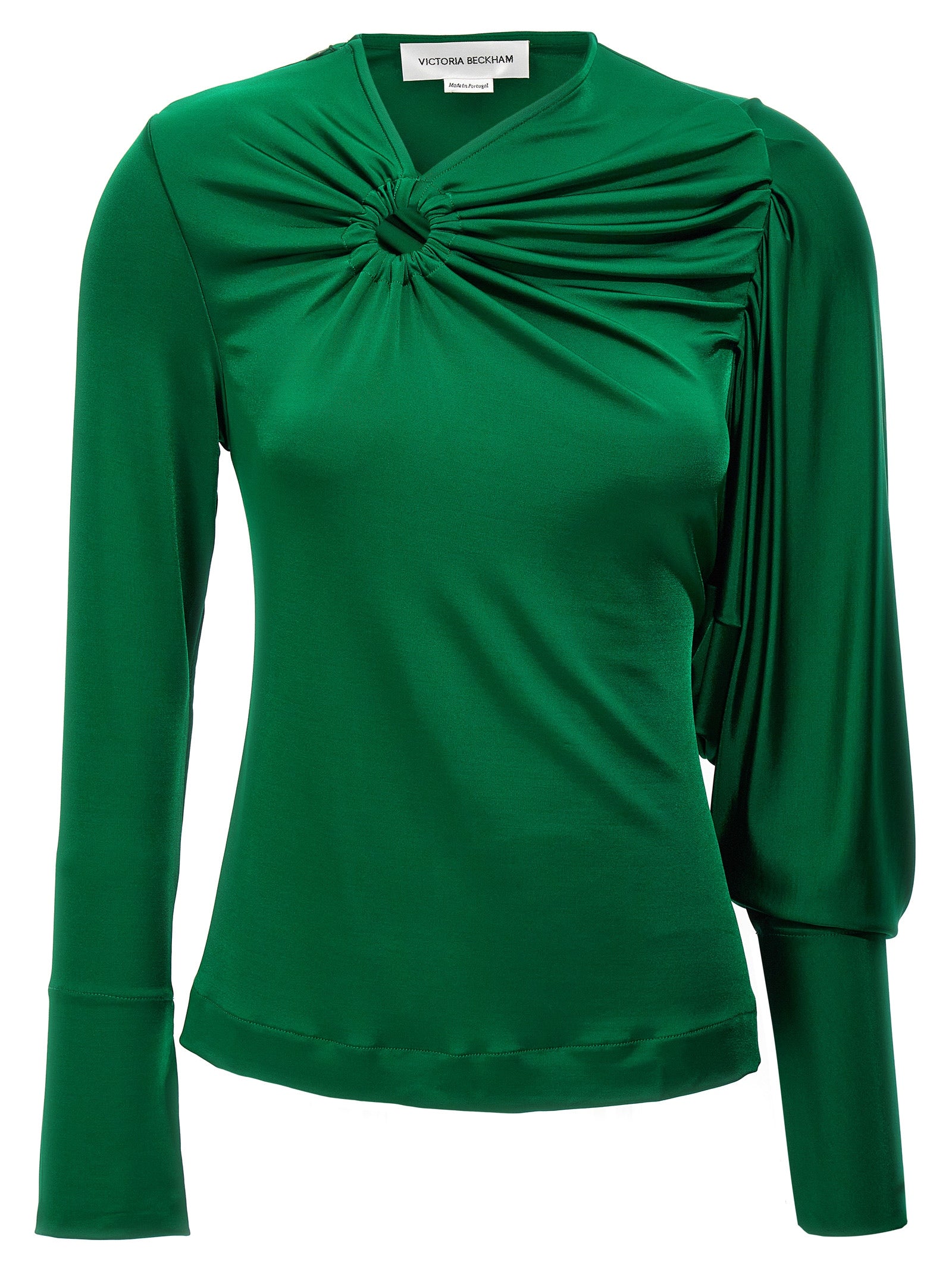 -Gathered Circle Detail Top Verde-Donna