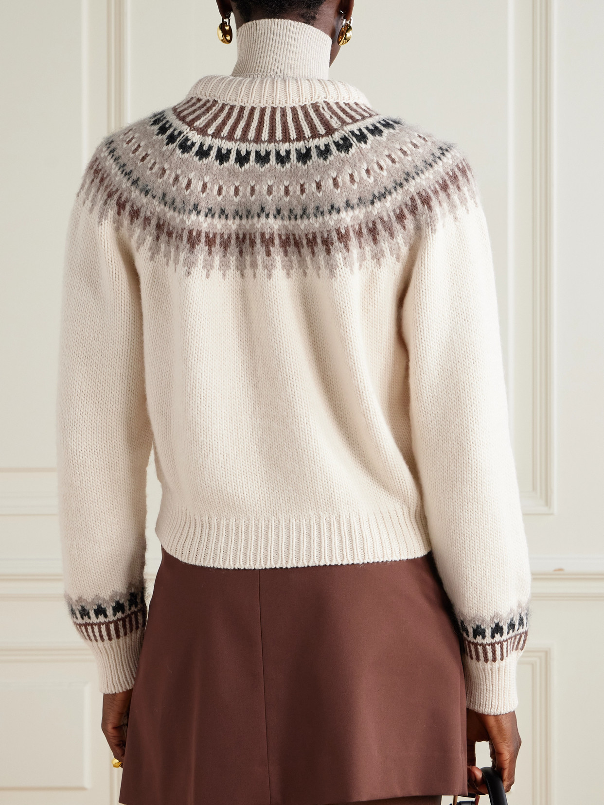 Clarke Fair Isle Wool-blend Cardigan - Cream