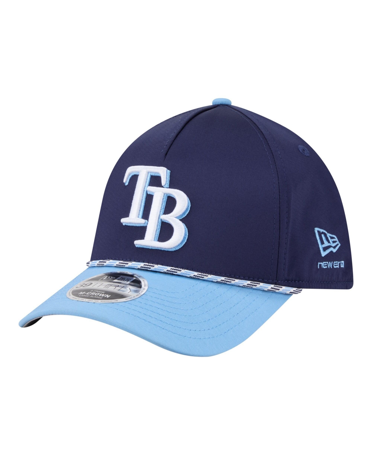 Men's Navy/Light Blue Tampa Bay Rays Rope M-Crown A-Frame 39THIRTY Flex Hat - Navy, Light Blue