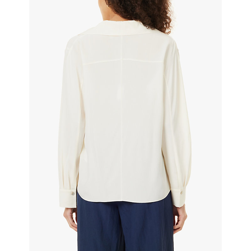 Womens Shell V-neck Relaxed-fit Silk Shirt M