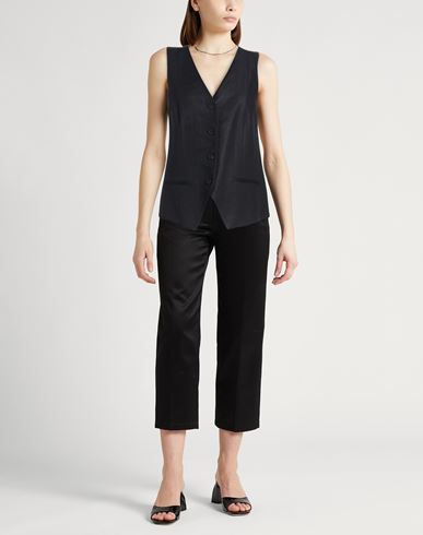 Woman Tailored Vest Midnight blue Size 6 Linen