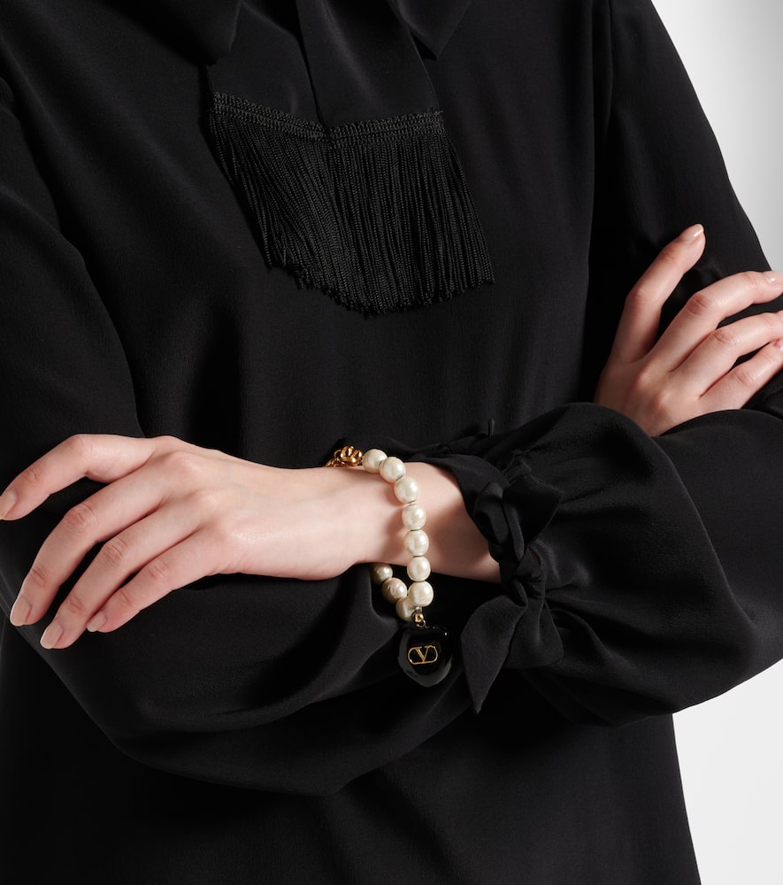 Bow-detail silk crêpe shirt