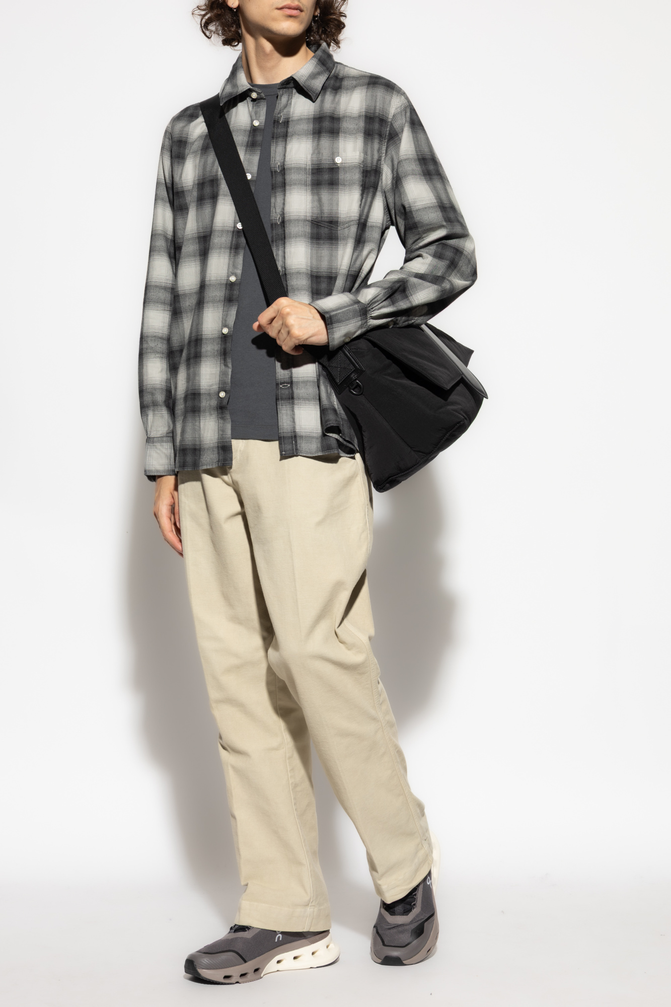 Plaid Pattern Shirt ‘Alex’, Men's, Grey