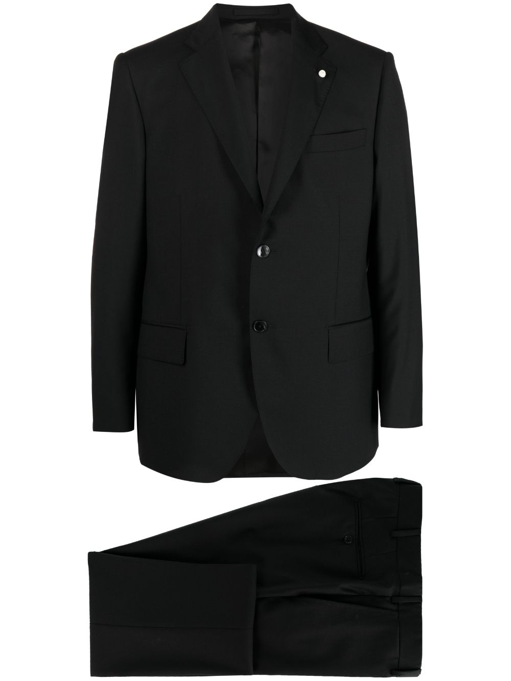 Single-breasted virgin-wool suit - Black