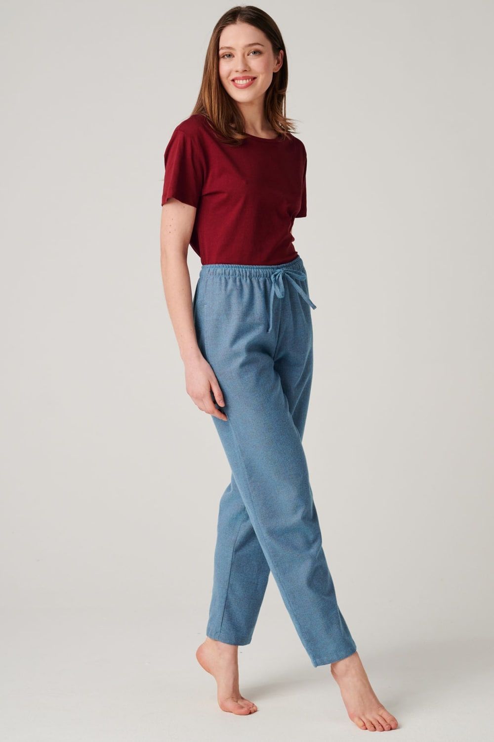 British Boxers "stornoway" Herringbone Brushed Cotton Pyjama Trousers In Tea