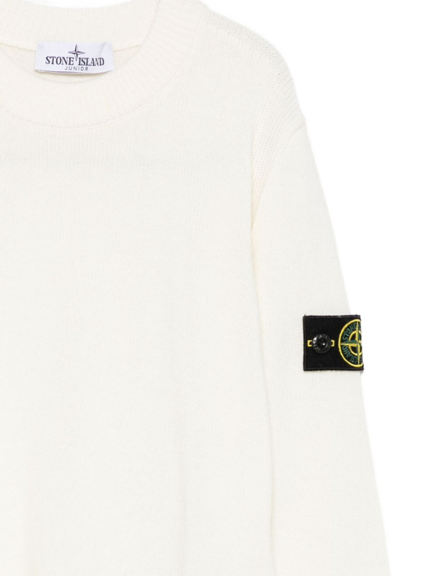 Boys White Solid Sweater