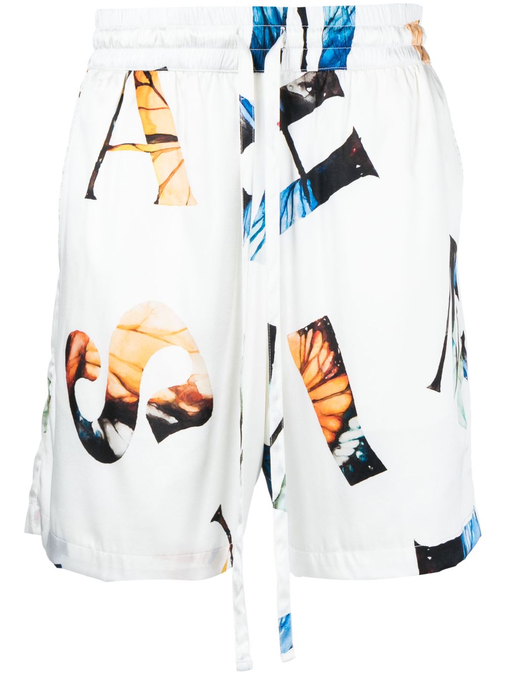 Graphic-print silk shorts - White