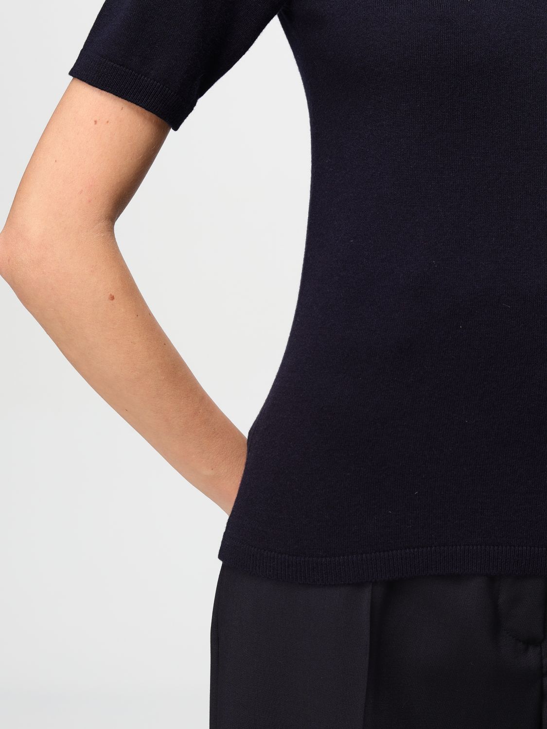 Crew-neck fine-knit T-shirt - White