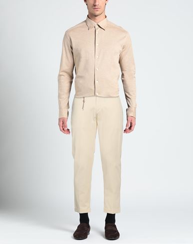 Man Pants Cream Size 38 Cotton, Elastane