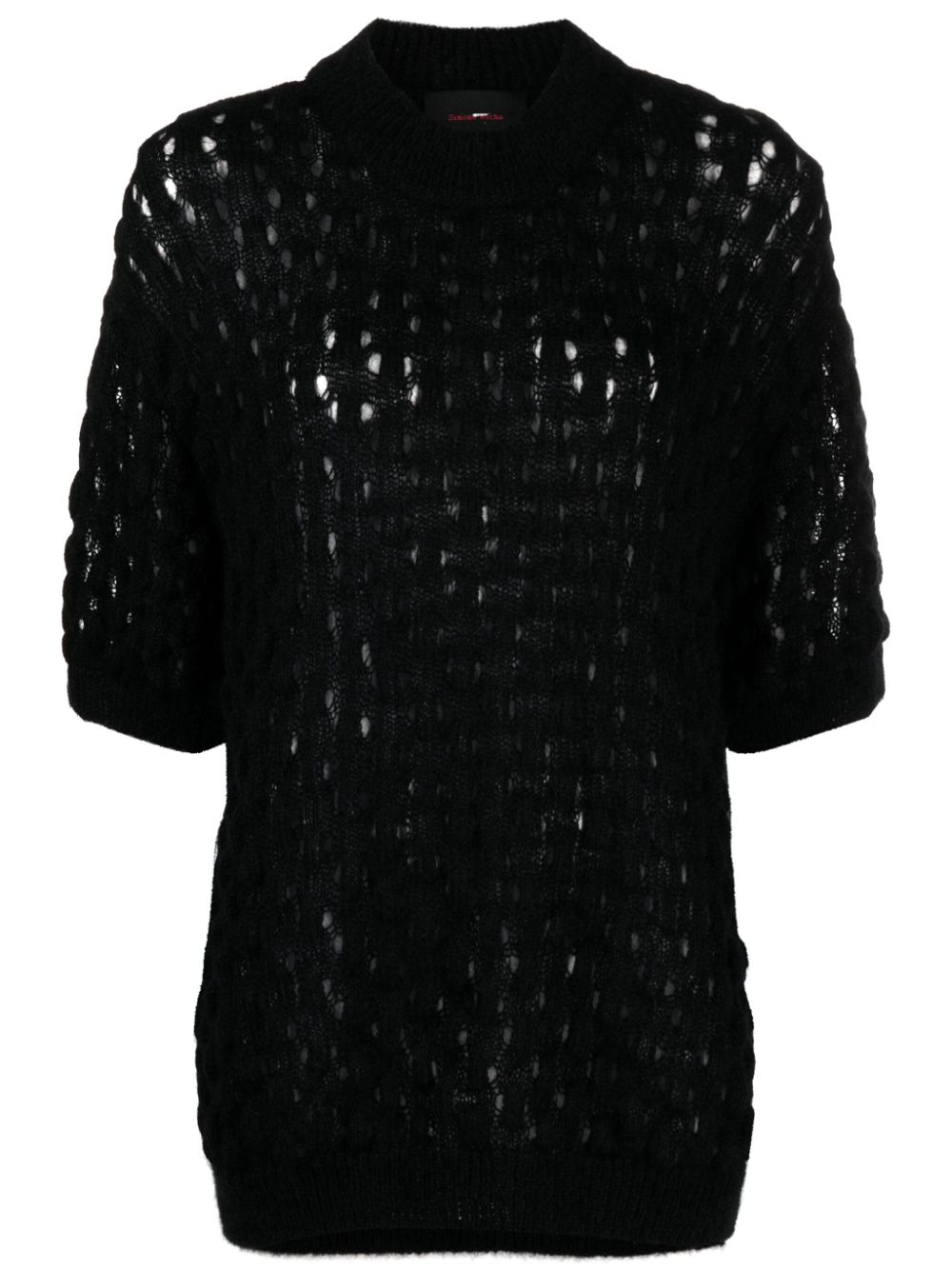 Fisherman's knit short-sleeve top - Black