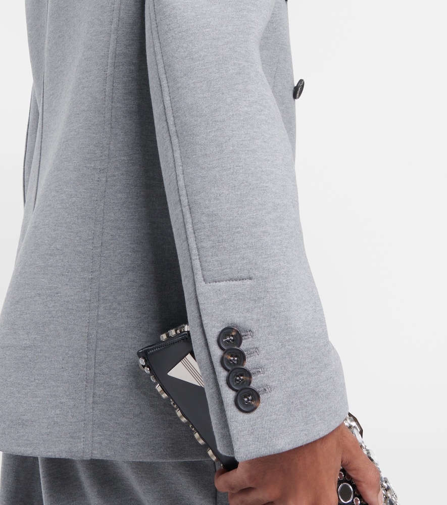 Double-breasted cotton jersey blazer