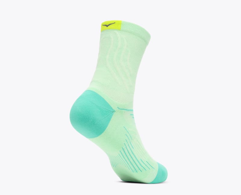 HOKA Bondi Quarter Run Sock in Mint Fluorite