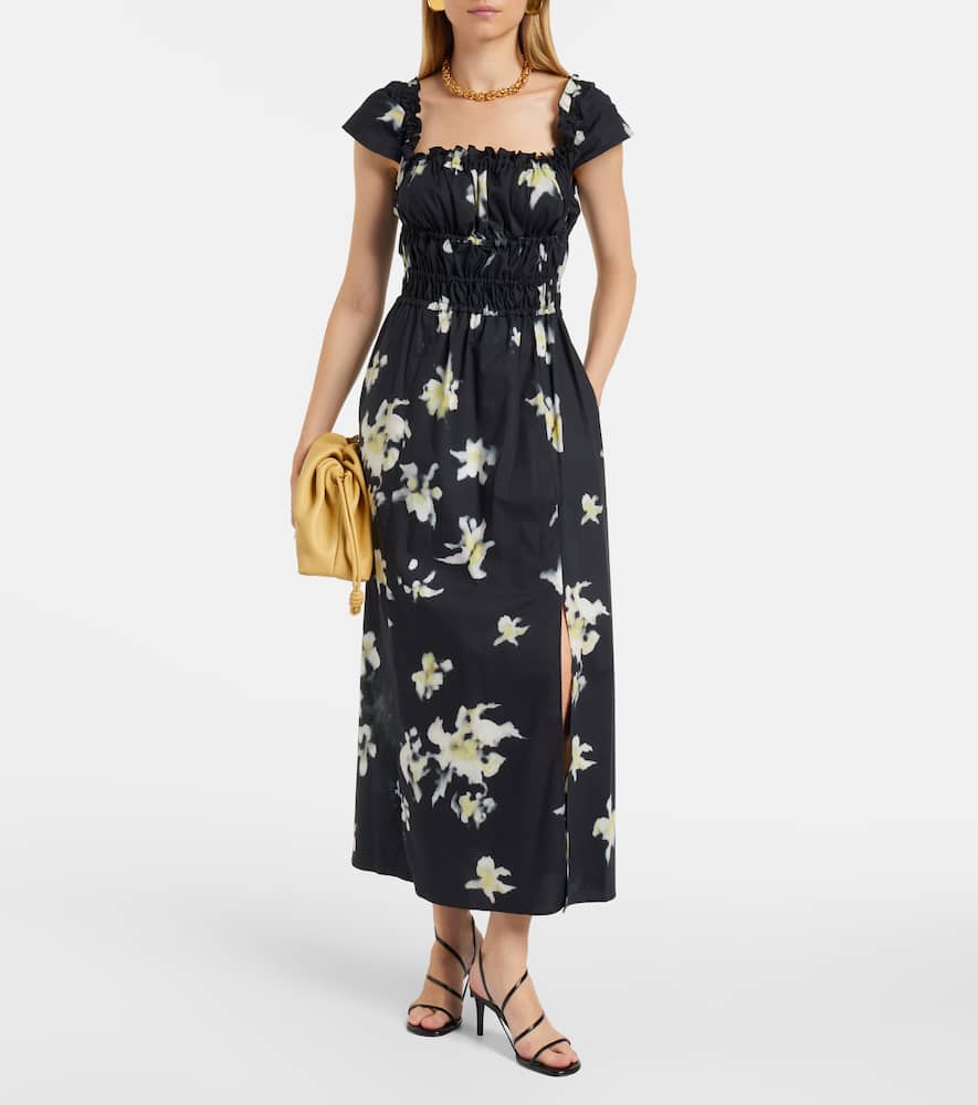 Floral cotton-blend midi dress