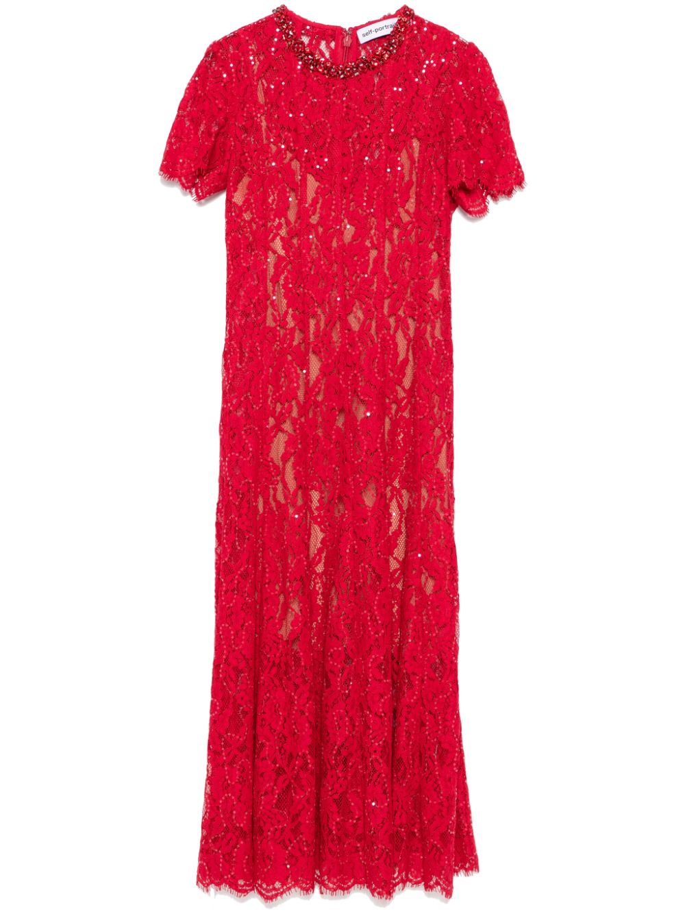 Lace midi dress - Red
