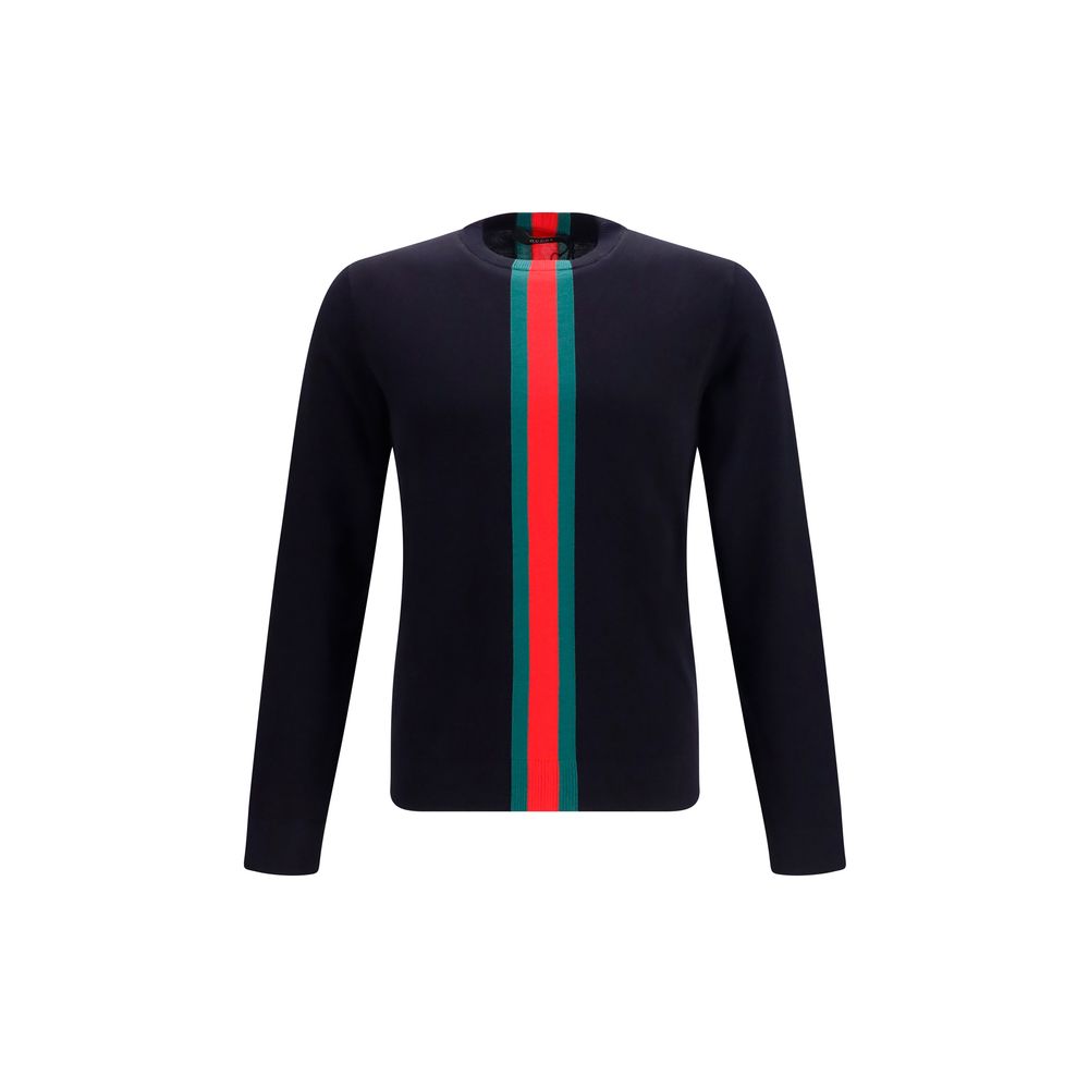 Web Stripe Intarsia Sweater — Navy