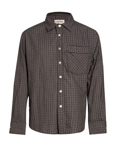 Man Shirt Dark brown Size S Cotton