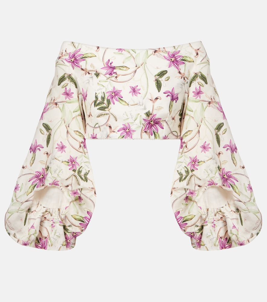 Duria floral linen crop top