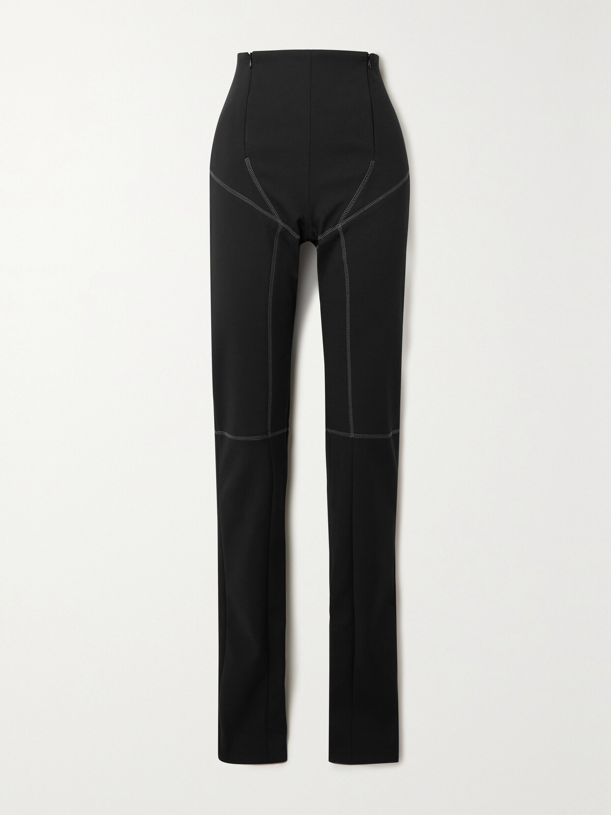 Paneled Stretch-scuba Skinny Pants - Black