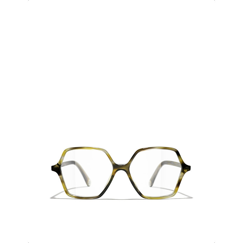 Mens Green Square Eyeglasses