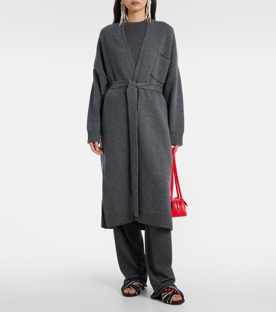 N°105 Coat belted cashmere wrap cardigan