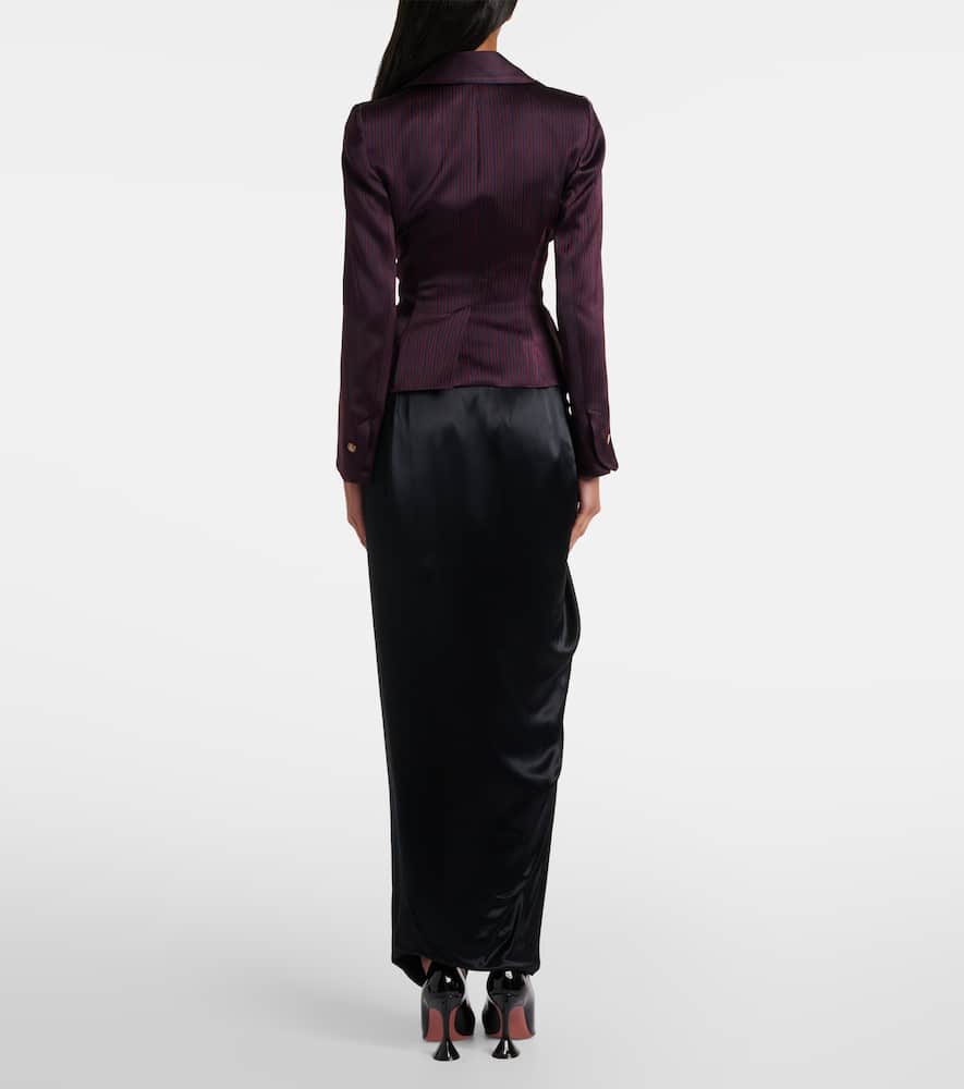 Gathered satin midi skirt